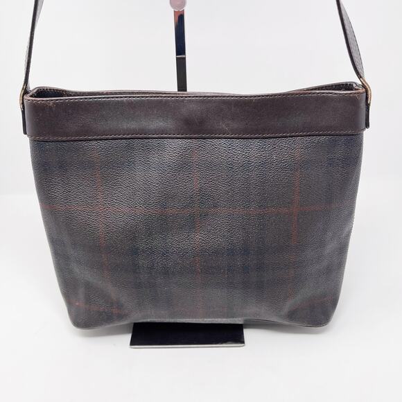 Burberry Nova Check Leather Shoulder Bag Leather Trim Brown Gold Tone Hardware - Picture 10 of 15